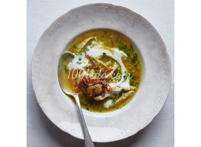Легкий курино-чечевичный суп с карамельным луком