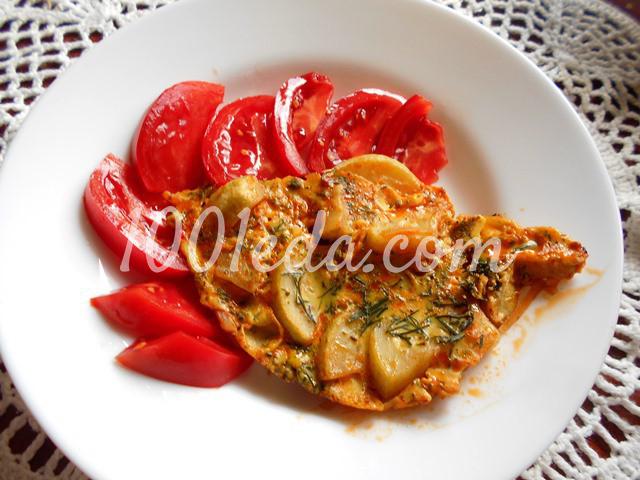 Кабачки с яйцами и помидорами
