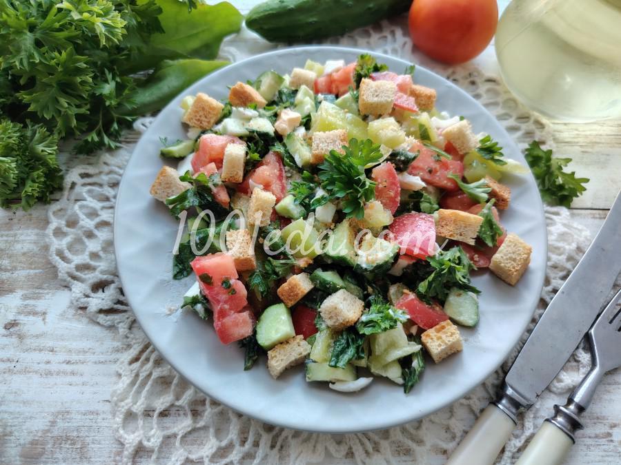 Овощной салат со щавелем, яйцами и сухариками: пошаговый с фото